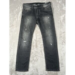 Diesel Belther Jeans Men 32x30 Gray Slim Distressed Stretch 0673P Denim Pant EUC